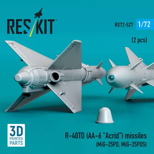 ResKit Models R-40TD (AA-6 Acrid) missiles (2 pcs) (MiG-25PD, MiG-25PDS) (3D Printed) - rakéták, 2 db
