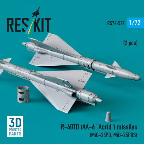 ResKit Models R-40TD (AA-6 Acrid) missiles (2 pcs) (MiG-25PD, MiG-25PDS) (3D Printed) - rakéták, 2 db