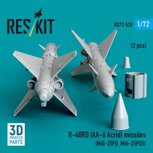 ResKit Models R-40RD (AA-6 Acrid) missiles (2 pcs) (MiG-25PD, MiG-25PDS) (3D Printed) - rakéták, 2 db