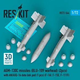   ResKit Models AGM-130C missiles (BLU-109 warhead) (2 pcs) with AN/AXQ-14 data link pod (1 pcs) (F-16I, F-15E, F-111F) (3D Printed) - AGM-130C – rakéták, 2 db