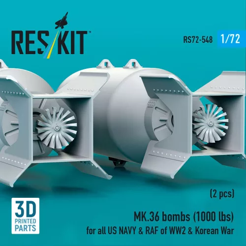 ResKit Models MK.36 bombs (1000 lbs) for all US NAVY & RAF of WW2 & Korean War (2 pcs) (3D Printed) - MK.36 – bombák, 1000 fontos, 2 db