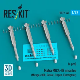   ResKit Models Matra MICA-IR missiles (4 pcs) (Mirage 2000, Rafale, Gripen, Eurofighter) (3D Printed) - Matra MICA-IR – rakéták, 4 db