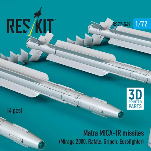 ResKit Models Matra MICA-IR missiles (4 pcs) (Mirage 2000, Rafale, Gripen, Eurofighter) (3D Printed) - Matra MICA-IR – rakéták, 4 db