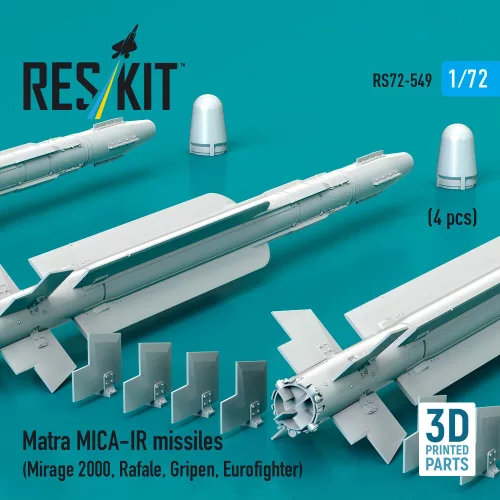 ResKit Models Matra MICA-IR missiles (4 pcs) (Mirage 2000, Rafale, Gripen, Eurofighter) (3D Printed) - Matra MICA-IR – rakéták, 4 db