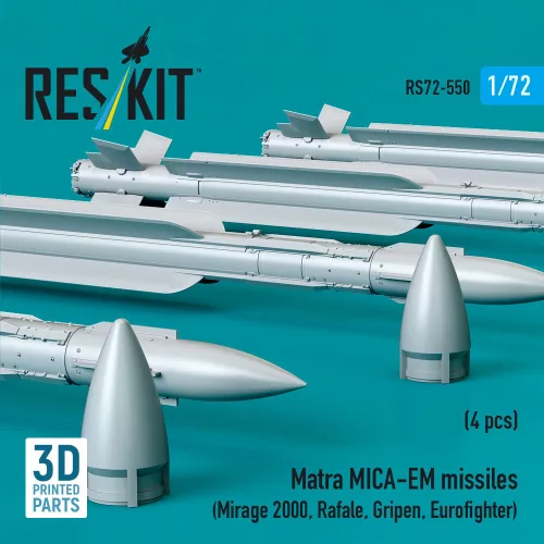 ResKit Models Matra MICA-EM missiles (4 pcs) (Mirage 2000, Rafale, Gripen, Eurofighter) (3D Printed) - Matra MICA-EM – rakéták, 4 db