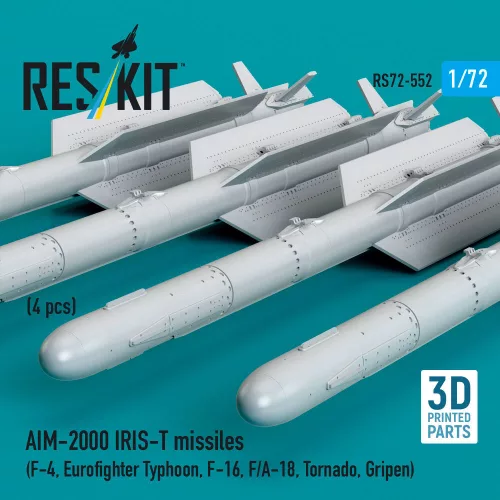 ResKit Models AIM-2000 IRIS-T missiles (4 pcs) (F-4, Eurofighter Typhoon, F-16, F/A-18, Tornado, Gripen) (3D Printed) - AIM-2000 IRIS-T – rakéták, 4 db