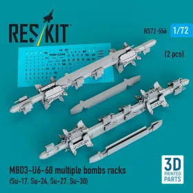  ResKit Models MBD3-U6-68 multiple bombs racks (2 pcs) (3D Printed) - MBD3-U6-68 – többes bombafelfüggesztő keretek, 2 db