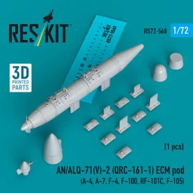   ResKit Models AN/ALQ-71(V)-2 (QRC-161-1) ECM pod (1pcs) (A-4, A-7, F-4, F-100, RF-101C, F-105) (3D Printed) - AN/ALQ-71(V)-2 (QRC-161-1) ECM – konténer, 1 db