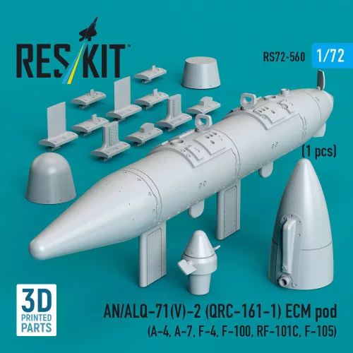 ResKit Models AN/ALQ-71(V)-2 (QRC-161-1) ECM pod (1pcs) (A-4, A-7, F-4, F-100, RF-101C, F-105) (3D Printed) - AN/ALQ-71(V)-2 (QRC-161-1) ECM – konténer, 1 db