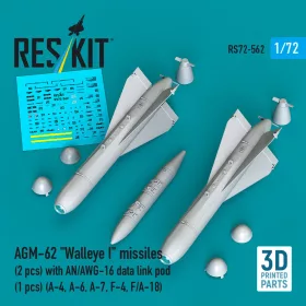   ResKit Models AGM-62 Walleye I missiles (2 pcs) with AN/AWG-16 data link pod (1 pcs) (A-4, A-6, A-7, F-4, F/A-18) (3D Printed) - AGM-62 Walleye I – rakéták, 2 db