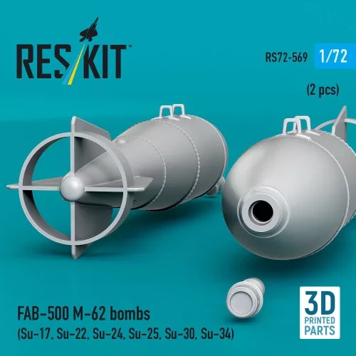 ResKit Models FAB-500 M-62 bombs (2 pcs) (Su-17, Su-22, Su-24, Su-25, Su-30, Su-34) (3D Printed) - bombák, 2 db
