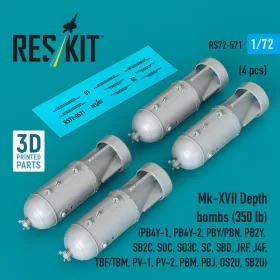   ResKit Models Mk-XVII – mélységi bombák, 350 fontos, 4 db