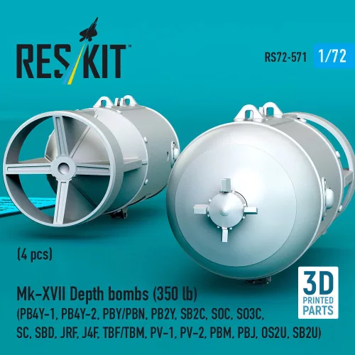 ResKit Models Mk-XVII – mélységi bombák, 350 fontos, 4 db