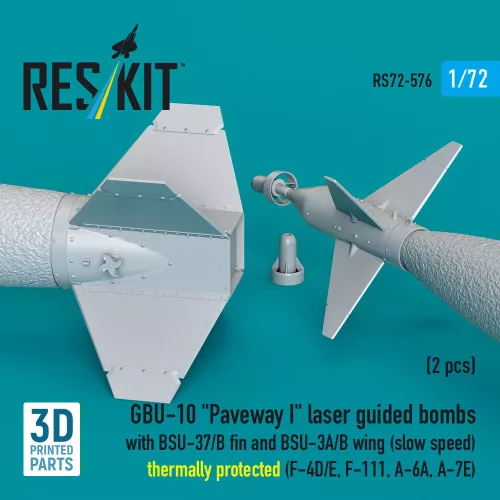 ResKit Models GBU-10 Paveway I – BSU-37/B + BSU-3A/B vezérsíkkal, kis sebességű, hővédett változat, 2 db