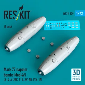   ResKit Models Mark 77 napalm bombs Mod.4/5 (2pcs) (A-4, A-26K, F-4, AV-8B, F/A-18) (3D Printed) - Mark 77 napalm – bombák, 2 db