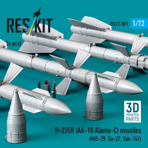 ResKit Models R-27ER (AA-10 Alamo-C) missiles (4 pcs) (MiG-29, Su-27, Yak-141) (3D Printed) - R-27ER (AA-10 Alamo-C) – rakéták, 4 db