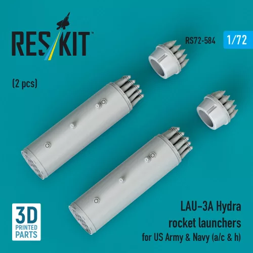 ResKit Models LAU-3A Hydra rocket launchers for US Army & Navy (a/c & h) (2pcs) (3D Printed) - rakétaindítók, 2 db