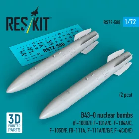   ResKit Models B43-0 nuclear bombs (2 pcs) (F-100D/F, F-101A/C, F-104A/C, F-105D/F, FB-111A, F-111A/E/D/F, F-4C/D/E) (3D Printed) - nukleáris bombák, 2 db