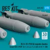 ResKit Models BLU-1B (750lb) napalm bombs finned MXU-393/B (4 pcs) (A-1, A-4, A-7, A-26K, B-57, F-100) (3D Printed) - bombák, 750 fontos, 4 db