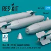 ResKit Models BLU-1B (750lb) napalm bombs finned MXU-393/B (4 pcs) (A-1, A-4, A-7, A-26K, B-57, F-100) (3D Printed) - bombák, 750 fontos, 4 db