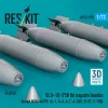 ResKit Models BLU-1B (750lb) napalm bombs finned MXU-469/B (4 pcs) (A-1, A-4, A-7, A-26K, B-57, F-100) (3D Printed) - bombák, 750 fontos, 4 db