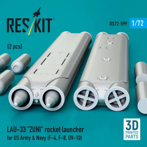 ResKit Models LAU-33 ZUNI rocket launcher for US Army & Navy (2 pcs) (F-4, F-8, OV-10) (3D Printed) - rakétaindító, 2 db