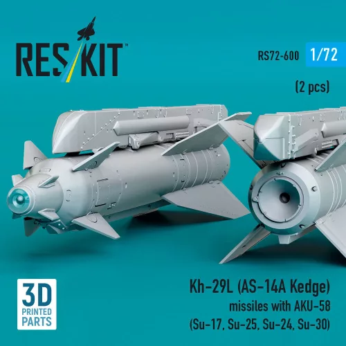 ResKit Models Kh-29L (AS-14A Kedge) missiles with AKU-58 (2 pcs) (Su-17, Su-25,Su-24, Su-30) (3D Printed) - rakéták, 2 db