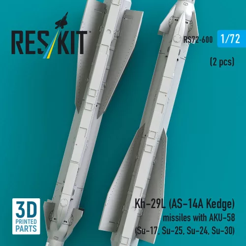 ResKit Models Kh-29L (AS-14A Kedge) missiles with AKU-58 (2 pcs) (Su-17, Su-25,Su-24, Su-30) (3D Printed) - rakéták, 2 db