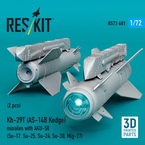 ResKit Models Kh-29T (AS-14B Kedge) missiles with AKU-58 (2 pcs) Su-17, Su-25,Su-24, Su-30, Mig-27 (3D Printed) - rakéták, 2 db