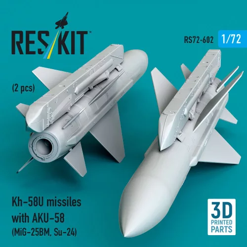 ResKit Models Kh-58U missiles with AKU-58 (2 pcs) (MiG-25BM, Su-24) (3D Printed) - Kh-58U – rakéták, 2 db