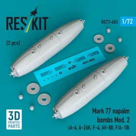   ResKit Models Mark 77 napalm bombs Mod. 2 (2pcs) (A-4, A-26K, F-4, AV-8B, F/A-18) (3D Printed) - Mark 77 napalm – bombák, 2 db
