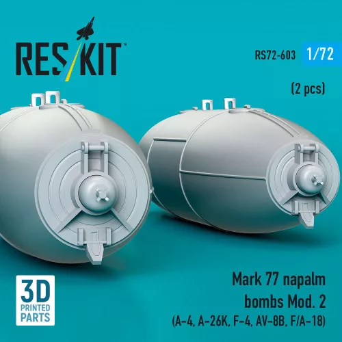 ResKit Models Mark 77 napalm bombs Mod. 2 (2pcs) (A-4, A-26K, F-4, AV-8B, F/A-18) (3D Printed) - Mark 77 napalm – bombák, 2 db