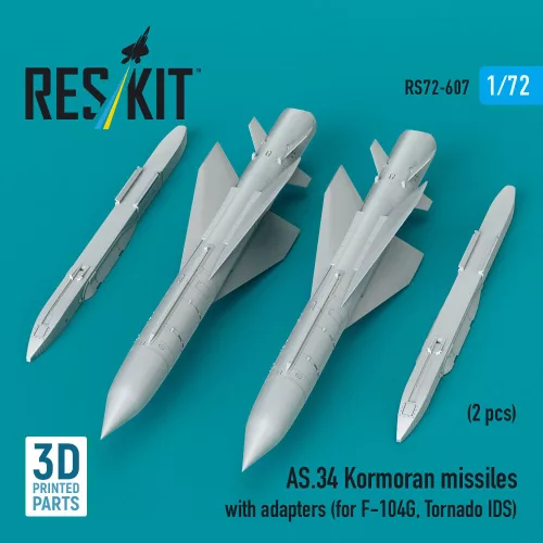 ResKit Models AS.34 Kormoran missiles with adapters (2 pcs) (for F-104G, Tornado IDS) (3D Printed) - AS.34 Kormoran – rakéták, 2 db