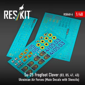   ResKit Models Su-25 Frogfoot Clover festés (kék 03, 05, 41, 45) Ukrán Légierő (fő matricakészlet stencil- és adatfeliratokkal)(1/48)