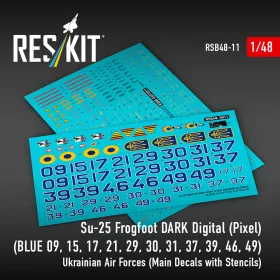   ResKit Models Su-25 Frogfoot – sötét digitális ukrán festés, fő matricakészlet stencil- és adatfeliratokkal