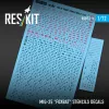 ResKit Models MiG-25 Foxbat Stencils Decals - MiG-25 Foxbat stencil- és adatfelirat-matricák