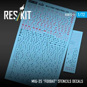   ResKit Models MiG-25 Foxbat Stencils Decals - MiG-25 Foxbat stencil- és adatfelirat-matricák