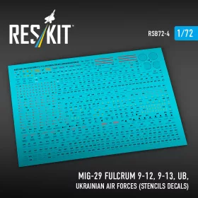   ResKit Models MiG-29 Fulcrum 9-12, 9-13, UB, Ukrainian Air Forces (Stencils Decals) - MiG-29 Fulcrum 9-12, 9-13, UB, Ukrán Légierő (stencil- és adatfelirat-matricák)