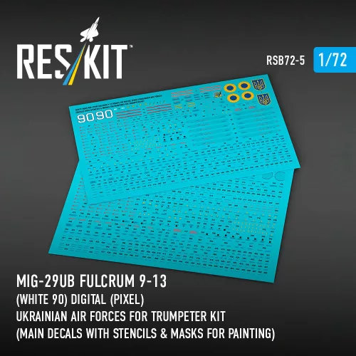 ResKit Models MiG-29UB Fulcrum 9-13 (fehér 90) digitális (pixel) festés Ukrán Légierő