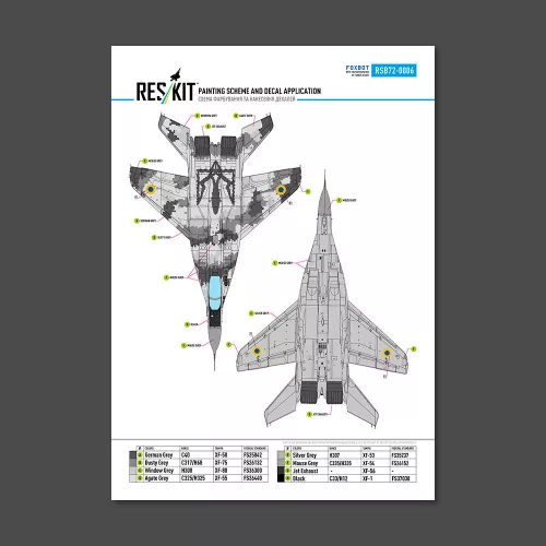 ResKit Models MiG-29 Fulcrum 9-13 (fehér 57) digitális (pixel) festés Ukrán Légierő