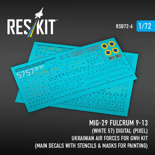 ResKit Models MiG-29 Fulcrum 9-13 (fehér 57) digitális (pixel) festés Ukrán Légierő