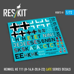   ResKit Models Heinkel He 111 (H-16,H-20,H-22) late series (Decals) - Heinkel He 111 (H-16,H-20,H-22) késői sorozat (matricakészlet)
