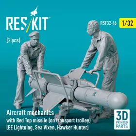   ResKit Models Aircraft mechanics with Red Top missile (on transport trolley) (EE Lightning, Sea Vixen, Hawker Hunter) (2 pcs) – 1:32 figura makett