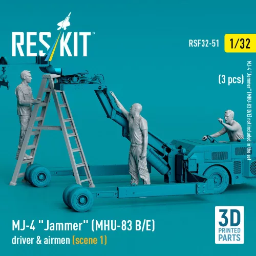 ResKit Models MJ-4 Jammer (MHU-83 B/E) driver & airmen (scene 1) (3 pcs) – 1:32 figura makett