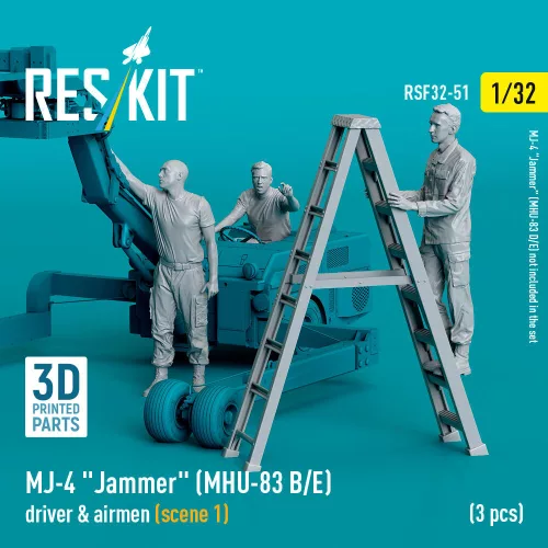ResKit Models MJ-4 Jammer (MHU-83 B/E) driver & airmen (scene 1) (3 pcs) – 1:32 figura makett