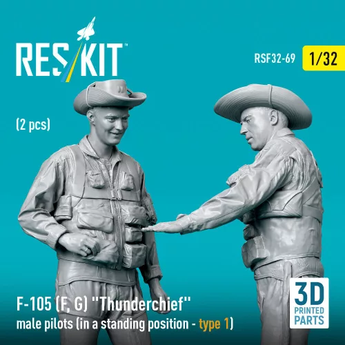 ResKit Models F-105 (F, G) Thunderchief male pilots (in a standing position - type 1) (2 pcs) – 1:32 figura makett