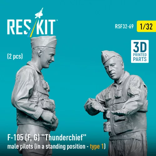 ResKit Models F-105 (F, G) Thunderchief male pilots (in a standing position - type 1) (2 pcs) – 1:32 figura makett