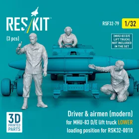   ResKit Models Driver & airmen (modern) (3 pcs) (MHU-83 D/E lift truck LOWER loading position for RSK32-0010) – figura makett