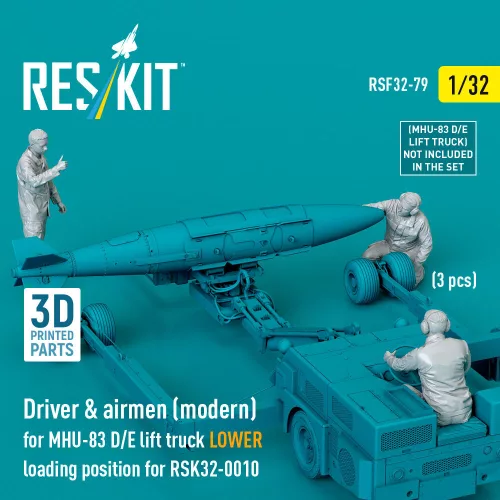 ResKit Models Driver & airmen (modern) (3 pcs) (MHU-83 D/E lift truck LOWER loading position for RSK32-0010) – figura makett