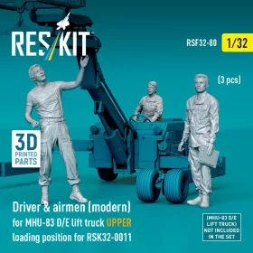   ResKit Models Driver & airmen (modern) (3 pcs) (MHU-83 D/E lift truck UPPER loading position for RSK32-0011) – figura makett